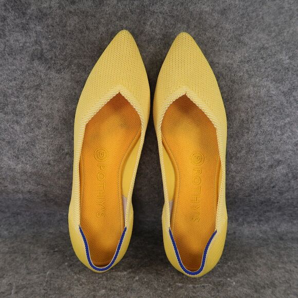 Rothy's Shoes Womens 8 Ballet Flat The Point Slip On Yellow Classic Comfort Knit - Picture 6 of 16